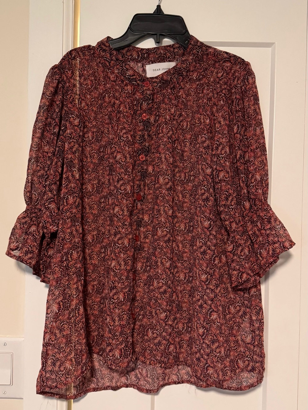 Woman's Dear John Sheer Multi-Colored Blouse Large